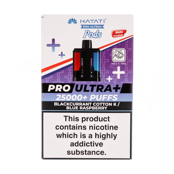 Blackcurrant Cotton K/Blue Raspberry Pro Ultra Plus 25k Prefilled Pod + Refill by Hayati