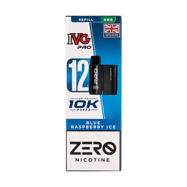 Blue Raspberry Ice Pro 12 Prefilled Pod + Refill by IVG (Nicotine Free)
