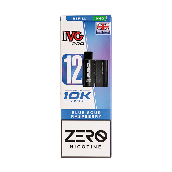 Blue Sour Raspberry Pro 12 Prefilled Pod + Refill by IVG (Nicotine Free)