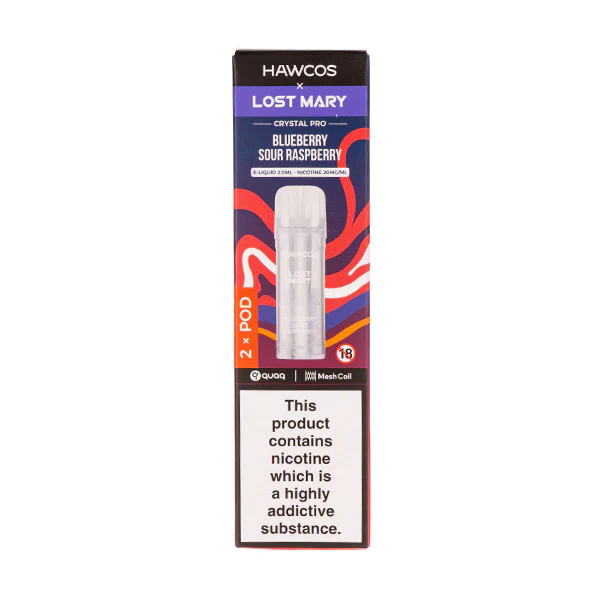 Blueberry Sour Raspberry Crystal Pro Prefilled Pods by Hawcos x Lost Mary