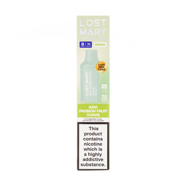 Kiwi Passion Fruit Guava BM600 Prefilled Pods by Lost Mary