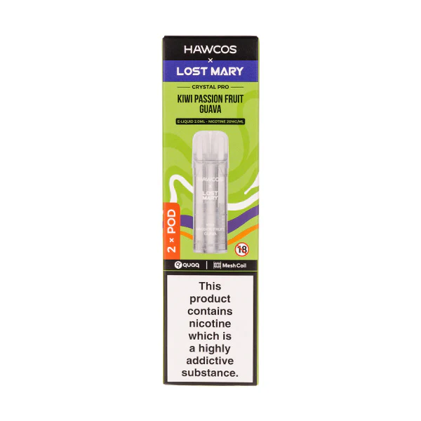 Kiwi Passion Fruit Guava Crystal Pro Prefilled Pods by Hawcos x Lost Mary