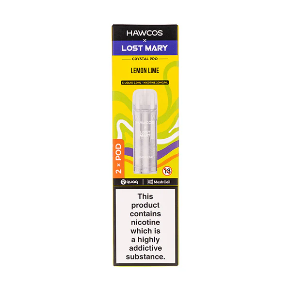 Lemon Lime Crystal Pro Prefilled Pods by Hawcos x Lost Mary