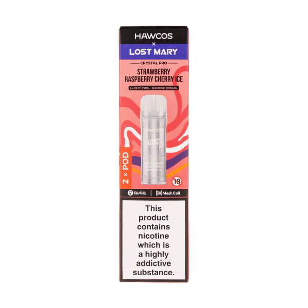 Strawberry Raspberry Cherry Ice Crystal Pro Prefilled Pods by Hawcos x Lost Mary