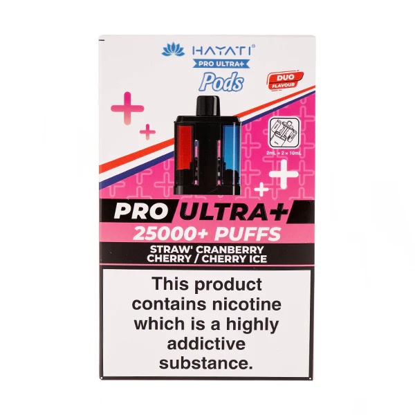 Straw'Cranberry Cherry/Cherry Ice Pro Ultra Plus 25k Prefilled Pod + Refill by Hayati